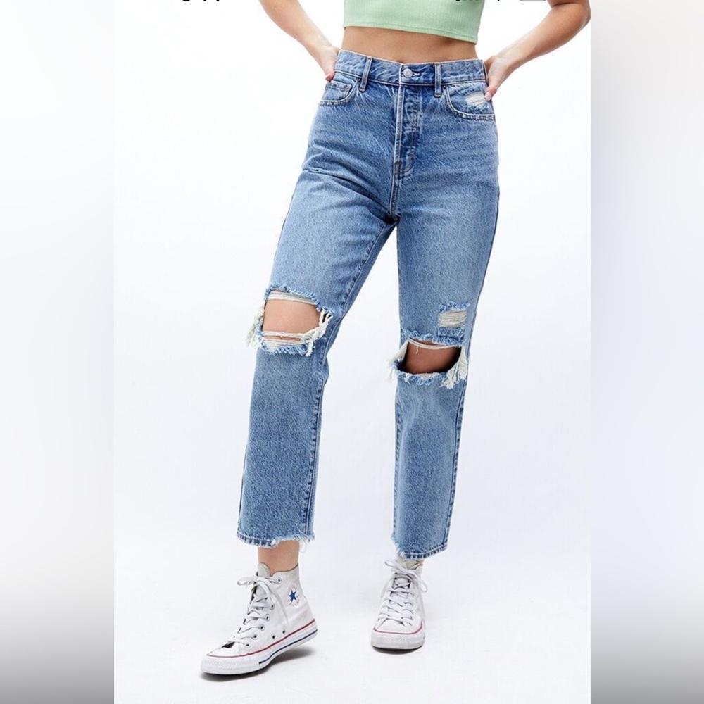 Pacsun High Rise Straight Distressed Jeans